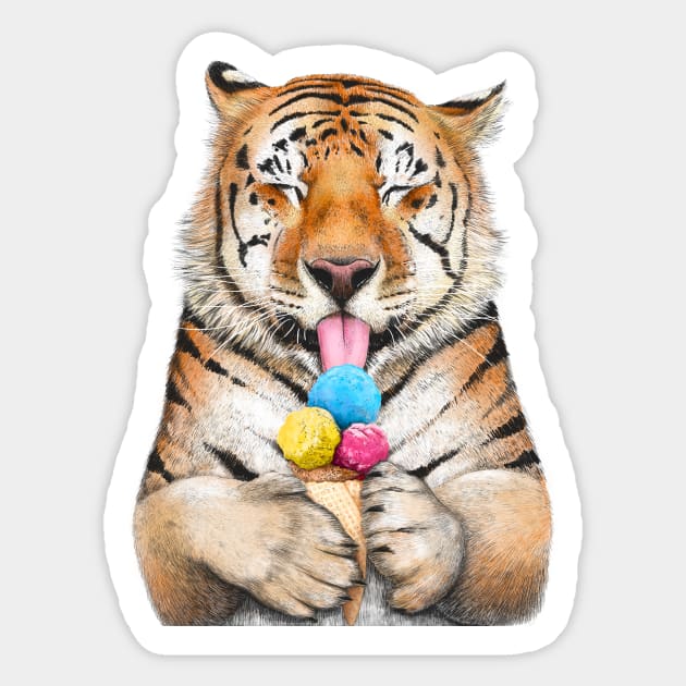 Tiger with ice cream Sticker by kodamorkovkart